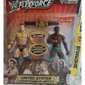 WWE Wrestling Flexforce Champions Action Figures Sheamus Kofi Kingston + Belt